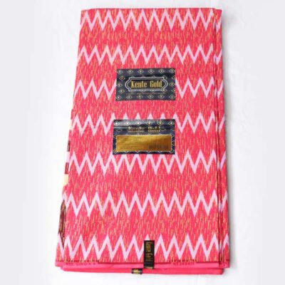 Kente Gold Pink Wax Fabric for Sale – vibrant African-inspired fabric available at BaobabMart.