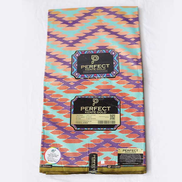 Close-up of 2-Tone Kaki Kente Gold Wax Fabric for Sale showing Kente prints 1 Close-up of 2-Tone Kaki Kente Gold Wax Fabric for Sale showing Kente prints