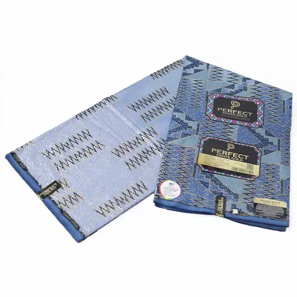 Buy 2-tone Kente Gold Blue Wax Fabric – vibrant African
