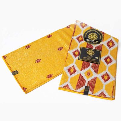 Close-up of Orange Hitarget Fabric with Black Foliage Prints showing foliage