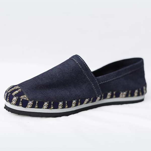Espadrille Customized with Jeans and Ndop Fabric – unique African-inspired footwear at BaobabMart.