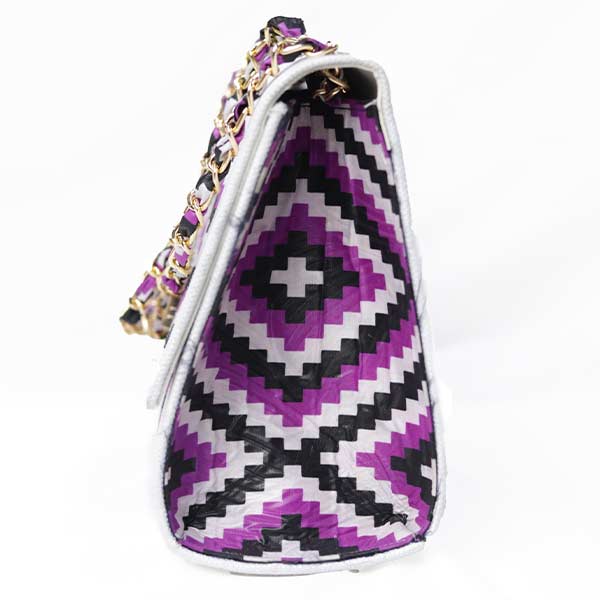 Multicolored Handmade Woven Fabric Handbag