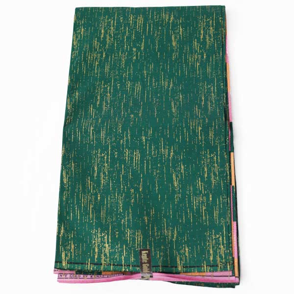 Close-up of Green and Pink Kente Gold Wax Fabric for Sale showing Kente prints 2 Close-up of Green and Pink Kente Gold Wax Fabric for Sale showing Kente prints