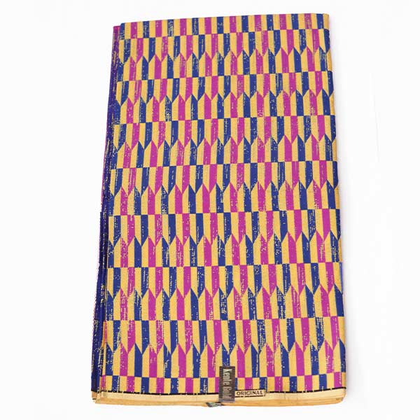 3 Purple and Pink Shaded Wax Kente Gold Fabric – vibrant African-inspired fabric at BaobabMart.