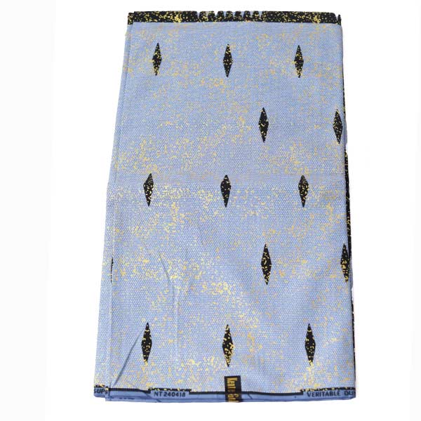 Sky Blue and Black Kente Gold Wax Fabric – premium African fabric for fashion and décor, available at BaobabMart.3 Sky Blue and Black Kente Gold Wax Fabric – premium African fabric for fashion and décor, available at BaobabMart.
