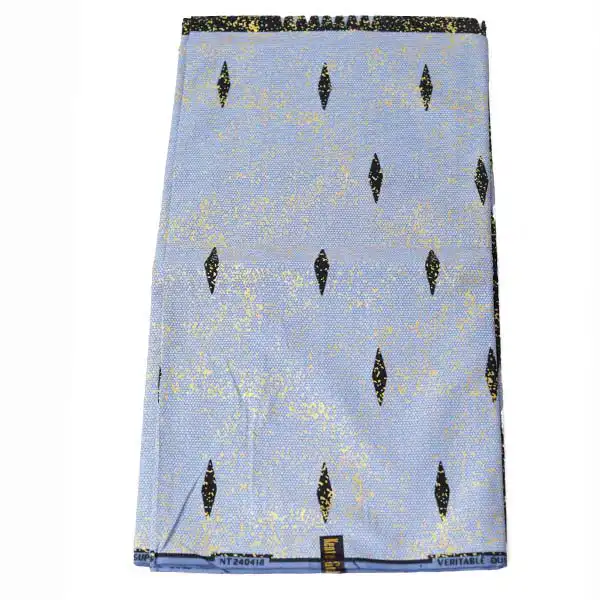 Sky Blue and Black Kente Gold Wax Fabric – premium African fabric for fashion and décor, available at BaobabMart.3 Sky Blue and Black Kente Gold Wax Fabric – premium African fabric for fashion and décor, available at BaobabMart.