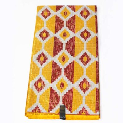 Close-up of Orange Hitarget Fabric with Black Foliage Prints showing foliage