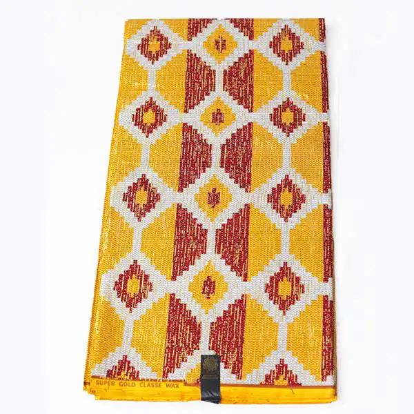 Close-up of Orange Hitarget Fabric with Black Foliage Prints showing foliage