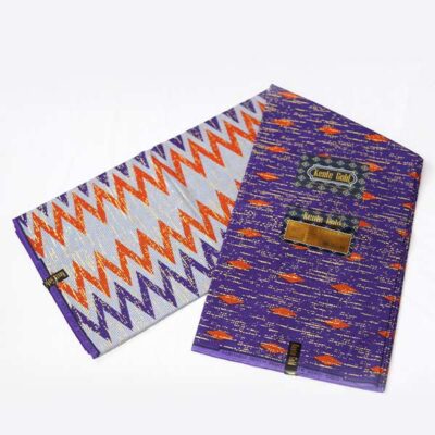 Kente Gold Wax Fabric in Purple for Sale – vibrant African-inspired fabric at BaobabMart.
