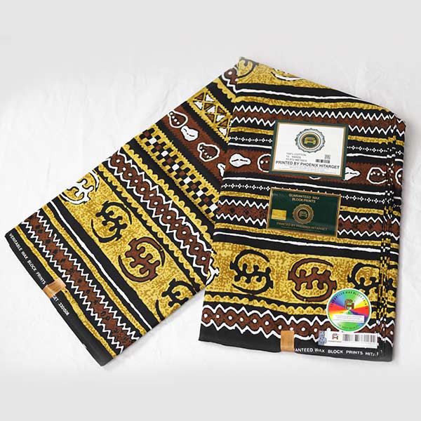 Fabric with Black Brown and White African Prints – bold, stylish fabric available at BaobabMart.