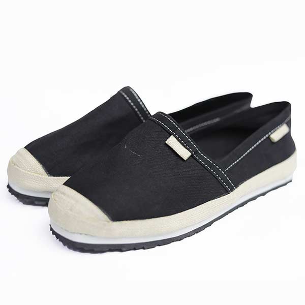 Unisex Simple Black Afro-Style Espadrille With Belgian Straw Band – stylish handmade footwear at BaobabMart.