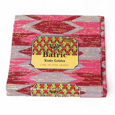 Pink and Red Kente Gold Wax Fabric for Sale