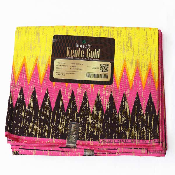 Pink Yellow and Black Kente Gold Wax Fabric at Baobabmart 4 Pink Yellow and Black Kente Gold Wax Fabric at Baobabmart