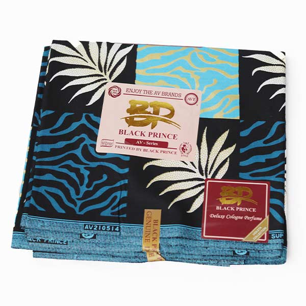 Close-up of Black Prince Fabric with Multi-Prints Squares for Sale showing squares 4 Close-up of Black Prince Fabric with Multi-Prints Squares for Sale showing squares