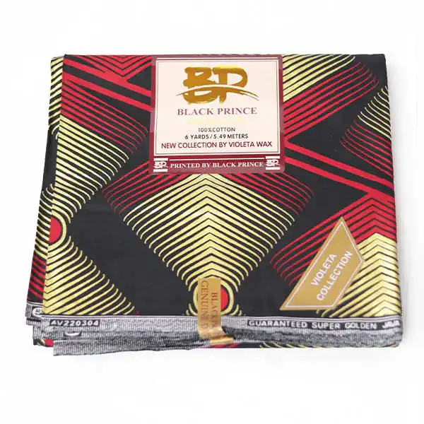 Rood Veelkleurige Zwarte Prins Ankara Stof met geometrische prints bij Baobabmart 4 Rood veelkleurige zwarte prins Ankara stof te koop