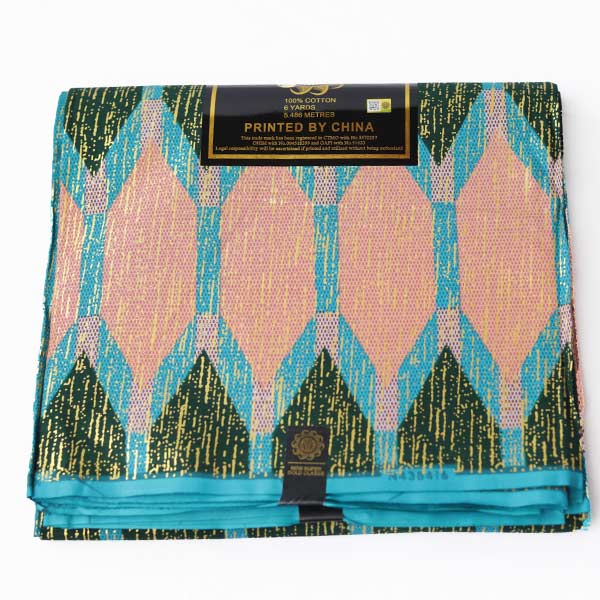 Sky Blue and Gilded Pink Kente Gold Wax Fabric 5 Sky Blue and Gilded Pink Kente Gold Wax Fabric