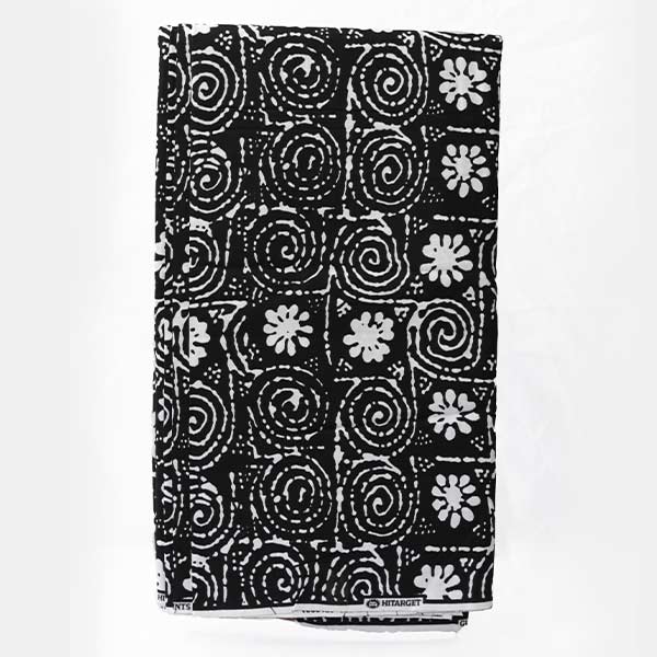 Black Hitarget Fabric with Printed Black and White Flowers – bold, stylish fabric available at BaobabMart.5 Black Hitarget Fabric with Printed Black and White Flowers – bold, stylish fabric available at BaobabMart.