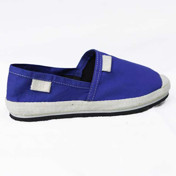 SIMPLE BLUE-WHITE AFRO-STYLE ESPADRILLE – stylish unisex espadrille with woven fabric and rubber sole, available at BaobabMart.