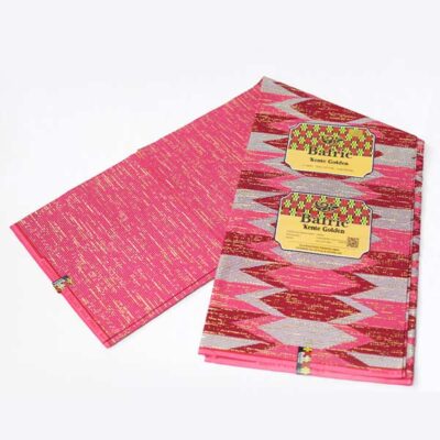 Pink and Red Kente Gold Wax Fabric for Sale