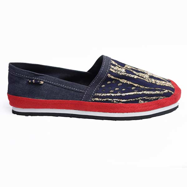 Unisex Afritude Espadrille Customized with Ndop Fabric and Red Straw – unique African-inspired footwear at BaobabMart.