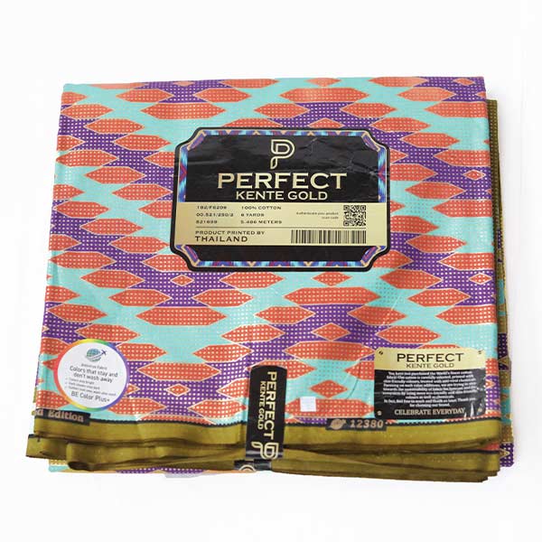 Close-up of 2-Tone Kaki Kente Gold Wax Fabric for Sale showing Kente prints 7 Close-up of 2-Tone Kaki Kente Gold Wax Fabric for Sale showing Kente prints