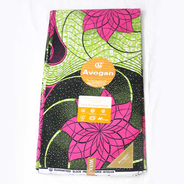 Avogan fabric with green and pink floral prints 4 Avogan Fabric with Green and Pink Floral Prints – bold, stylish fabric available at BaobabMart.