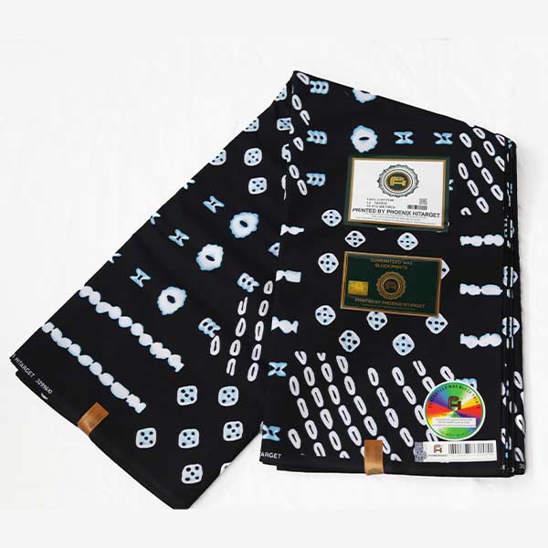 Black Hitarget fabric with printed dice and circles 4 Black Hitarget Fabric with Printed Dice and Circles – bold, stylish fabric available at BaobabMart.