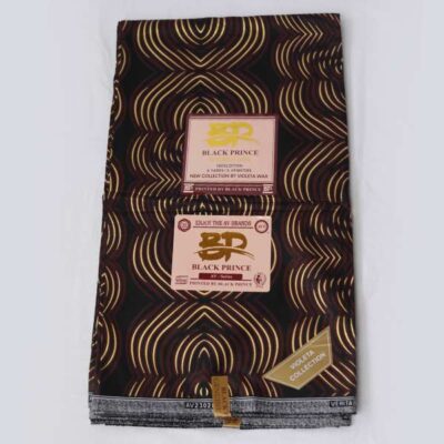 Close-up of Black Prince Ankara Fabric with Semicircle Stripe for Sale showing stripes