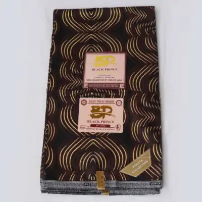Close-up of Black Prince Ankara Fabric with Semicircle Stripe for Sale showing stripes
