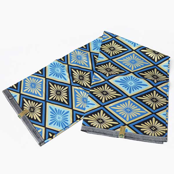 Black Prince Fabric with Blue Diamond-Shaped Prints 2