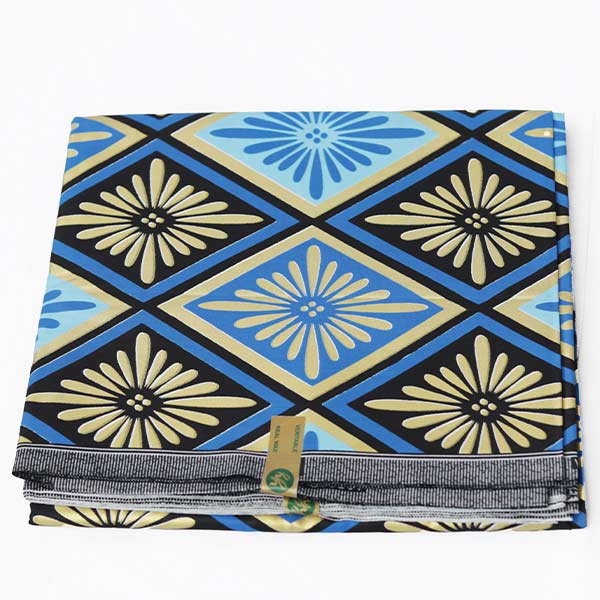 Black Prince Fabric with Blue Diamond-Shaped Prints 3