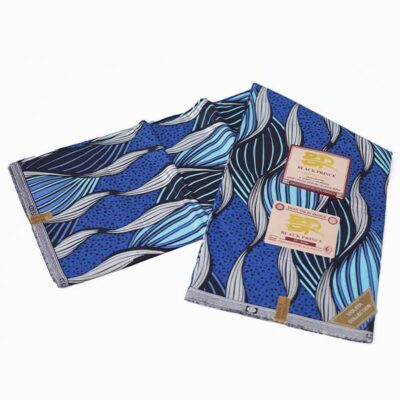 Black Prince Fabric with Blue Motifs for Sale at Baobabmart
