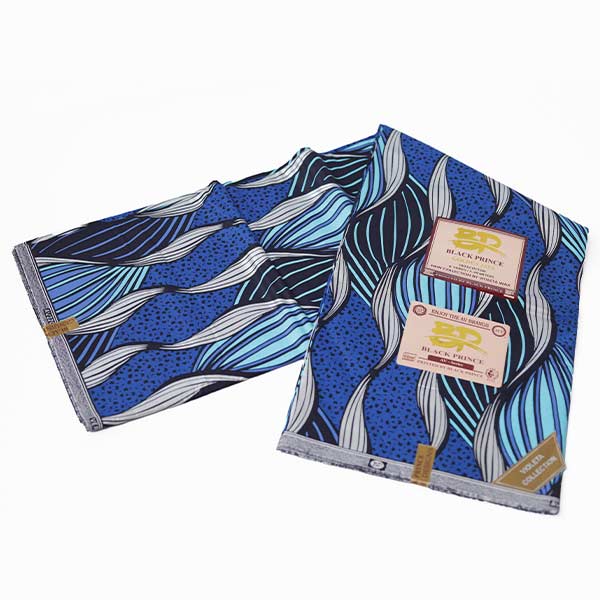 Black Prince Fabric with Blue motifs 2 Black Prince Fabric with Blue Motifs for Sale at Baobabmart