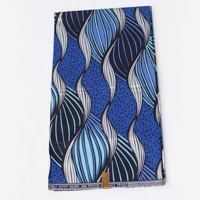 Black Prince Fabric with Blue Motifs for Sale at Baobabmart