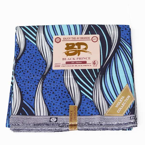 Black Prince Fabric with Blue motifs 4 Black Prince Fabric with Blue Motifs for Sale at Baobabmart