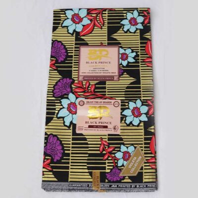 Black Prince Fabric with Red Purple and Blue Flowers at Baobabmart