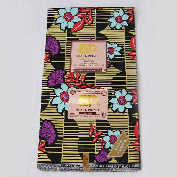 Tissu Prince Noir à fleurs rouges, violettes et bleues chez Baobabmart
