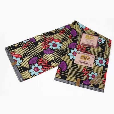 Black Prince Fabric with Red Purple and Blue Flowers at Baobabmart