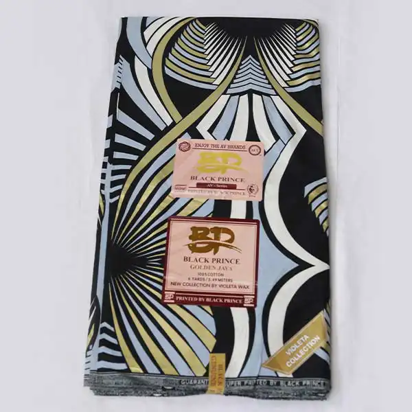 Tissu imprimé multicolore Prince Noir en vente chez Baobabmart
