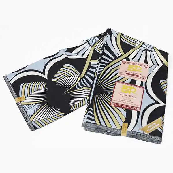 Tissu imprimé multicolore Prince Noir en vente chez Baobabmart