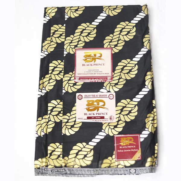 Black and Yellow Black Prince Fabric with knots print 1