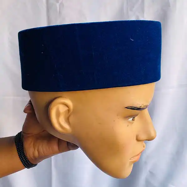 African Velo Blue Fabric Cap for Men – bold, stylish cap with African-inspired patterns available at BaobabMart.