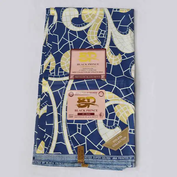 Tissu africain Prince noir bleu et or en vente chez Baobabmart