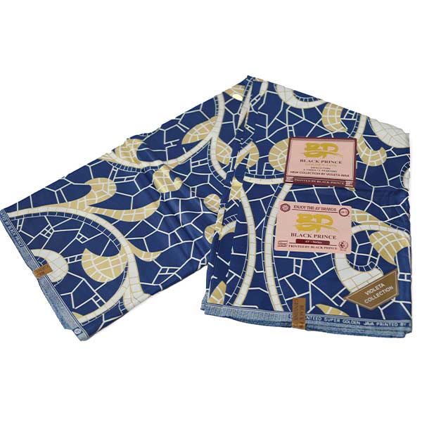 African Blue and Gold Black Prince Fabric for Sale at Baobabmart