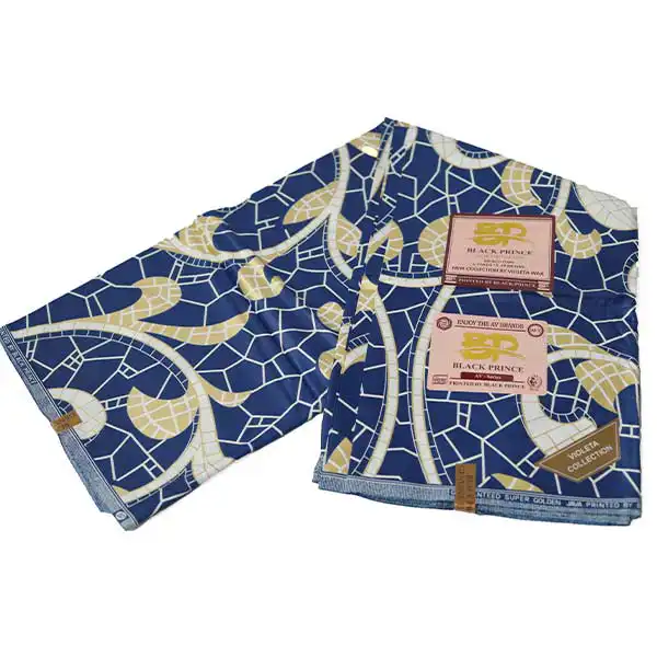 Tissu africain Prince noir bleu et or en vente chez Baobabmart