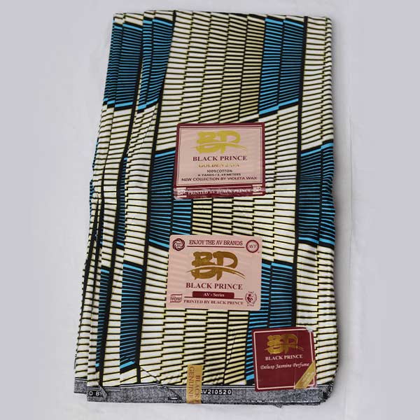 Blue and White Black Prince Fabric with Black Lines 1 Close-up of Blue and White Black Prince Fabric with Black Lines showing design