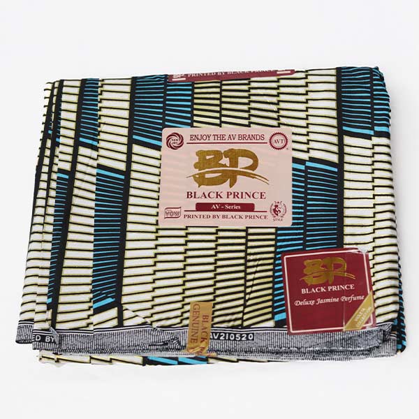 Blue and White Black Prince Fabric with Black Lines 4 Close-up of Blue and White Black Prince Fabric with Black Lines showing design