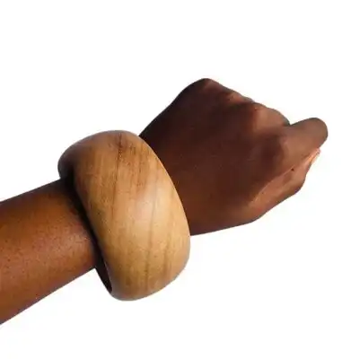 African Chunky Wooden Bangle for Sale – bold, handcrafted wooden bangle for men and women available at BaobabMart.