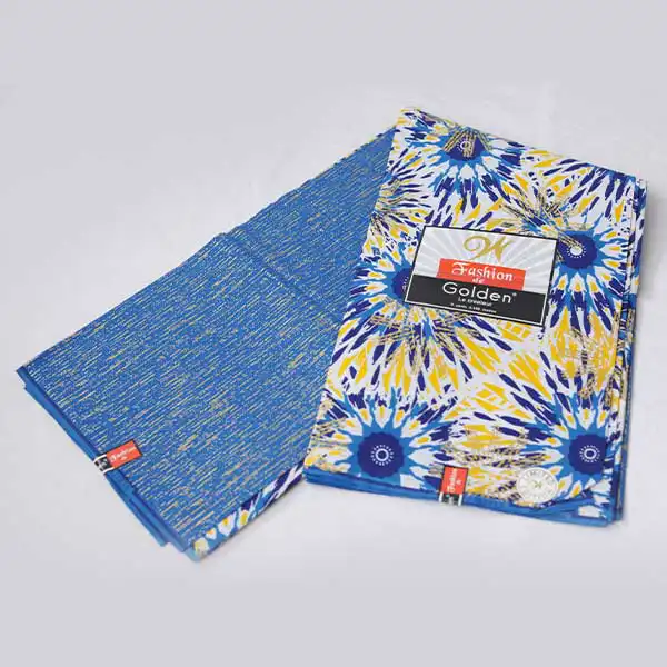 Réclamez rapidement la mode du tissu bleu doré et jaune doré avec des imprimés ! Les motifs en cire souple font briller chaque look au quotidien. N'attendez pas, ça part vite. Achetez maintenant chez Baobabmart !