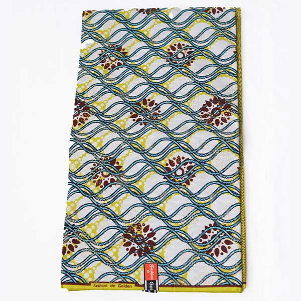 Fashion de Golden fabric with blue wavy prints 3 Fashion de Golden Fabric with Blue Wavy Prints